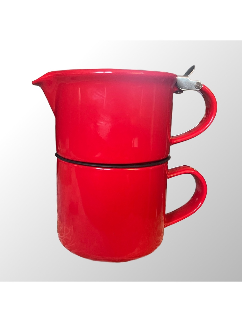 Forlife Tea For One Bright Red Ceramic Mugs with Stainless Steel Infuser